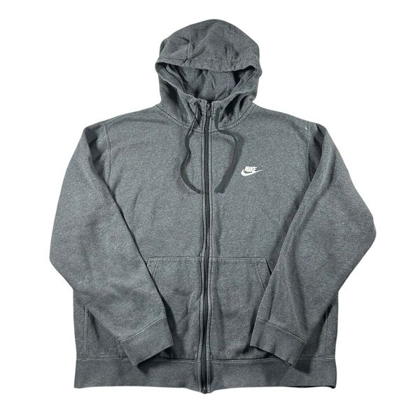 Nike Sportswear Club Fleece Hoodie Mens Large Full Zip Sweatshirt Gray BV2645071 - Picture 2 of 11